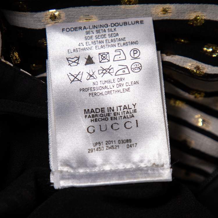 Pre Owned Gucci Monochrome & Lurex Polka Dotted Silk Pants M