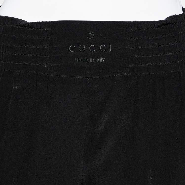 Pre Owned Gucci Black Silk Elastic Waist Pants M