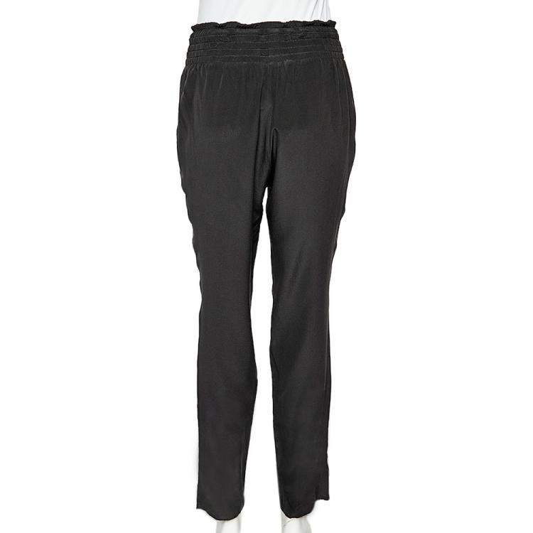 Pre Owned Gucci Black Silk Elastic Waist Pants M