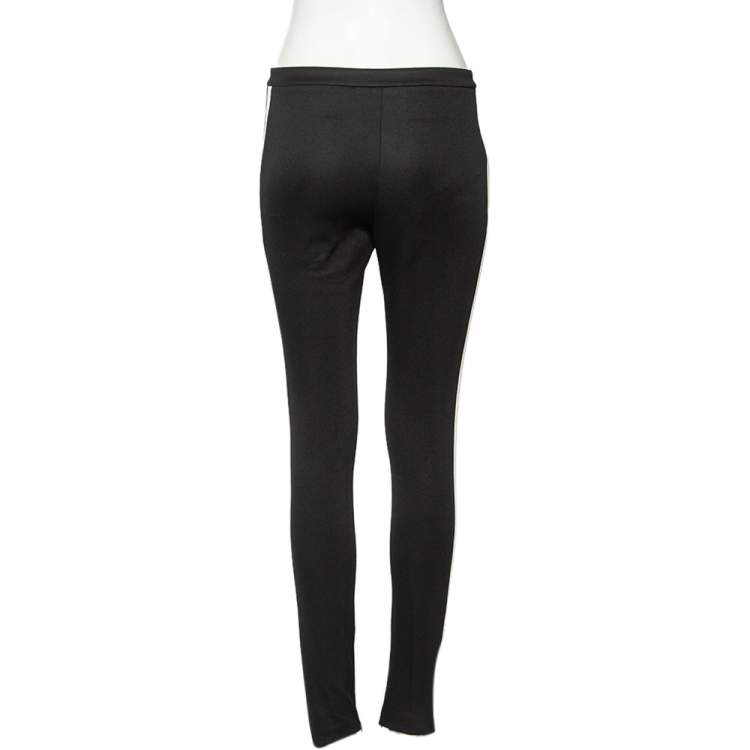Pre Owned Gucci Black Jersey Striped Trimmed Stirrup Leggings XS