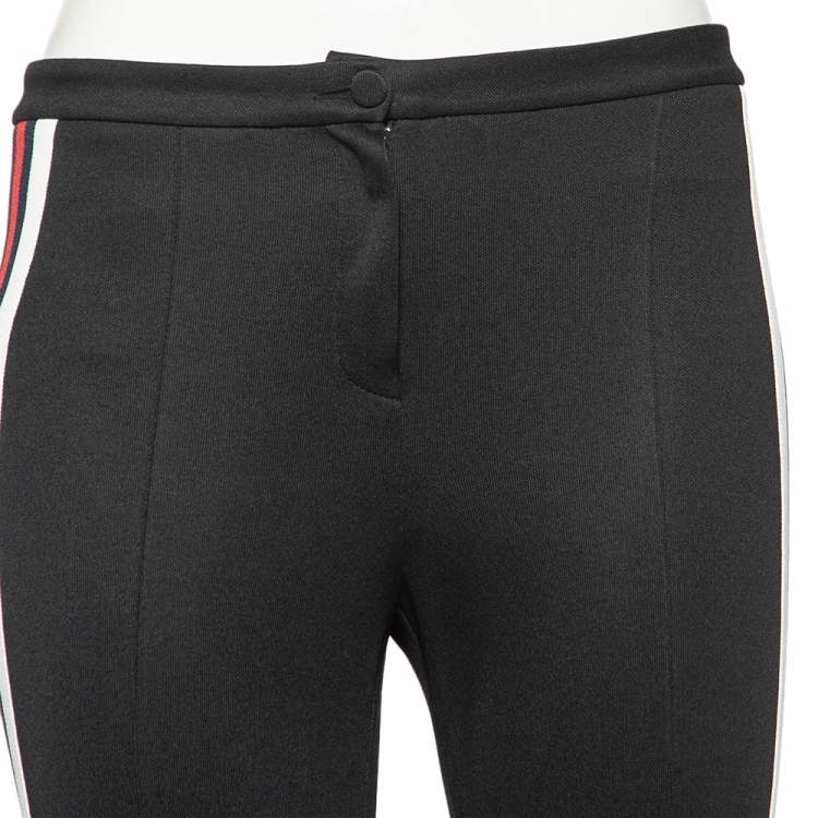 Pre Owned Gucci Black Jersey Striped Trimmed Stirrup Leggings XS