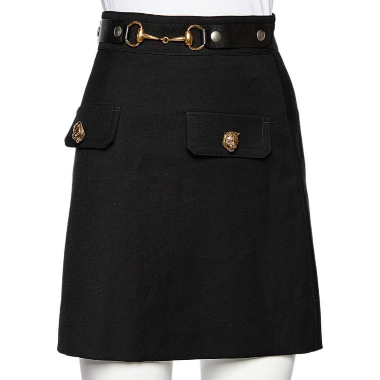 Gucci Black Wool Horsebit Detail Mini Skirt S Gucci | TLC