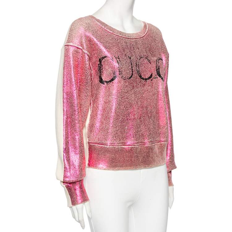 Gucci Cream Crackled Print Cotton Blind for Love Sweatshirt S Gucci TLC