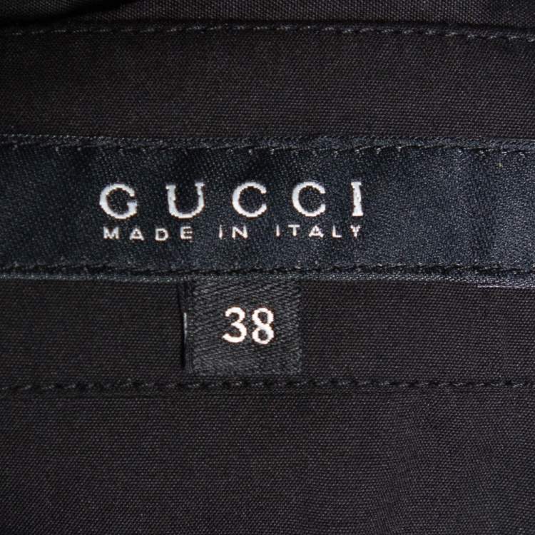 Pre Owned Gucci Black Cotton Waist Tie Detail Knee Length Skirt S