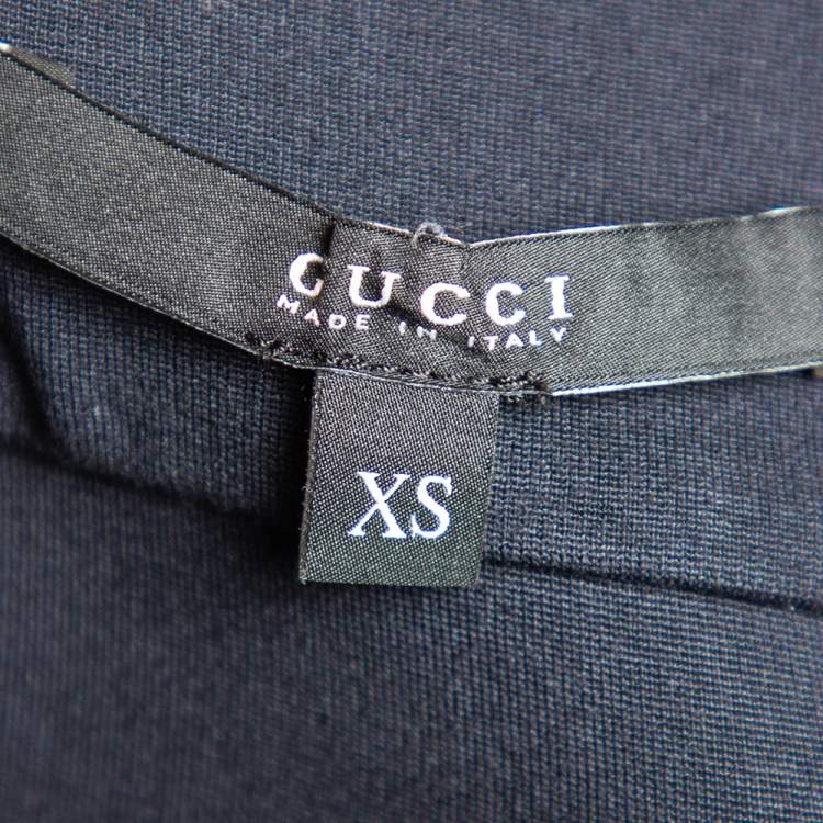 Pre Owned Gucci Navy Blue Knit Empire Waist Mini Dress XS