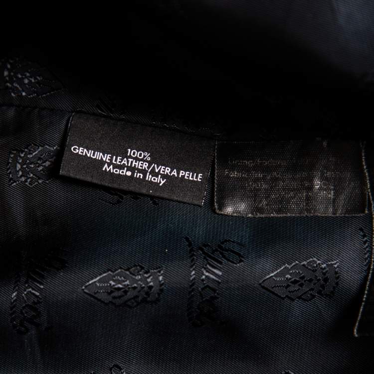 Pre Owned Gucci Black Leather Belted Jacket S