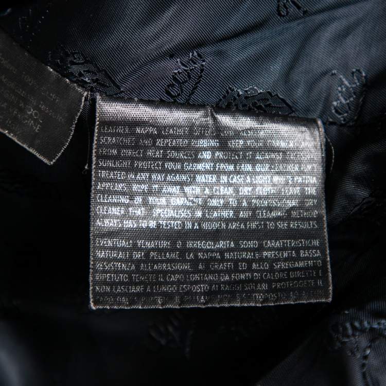 Pre Owned Gucci Black Leather Belted Jacket S