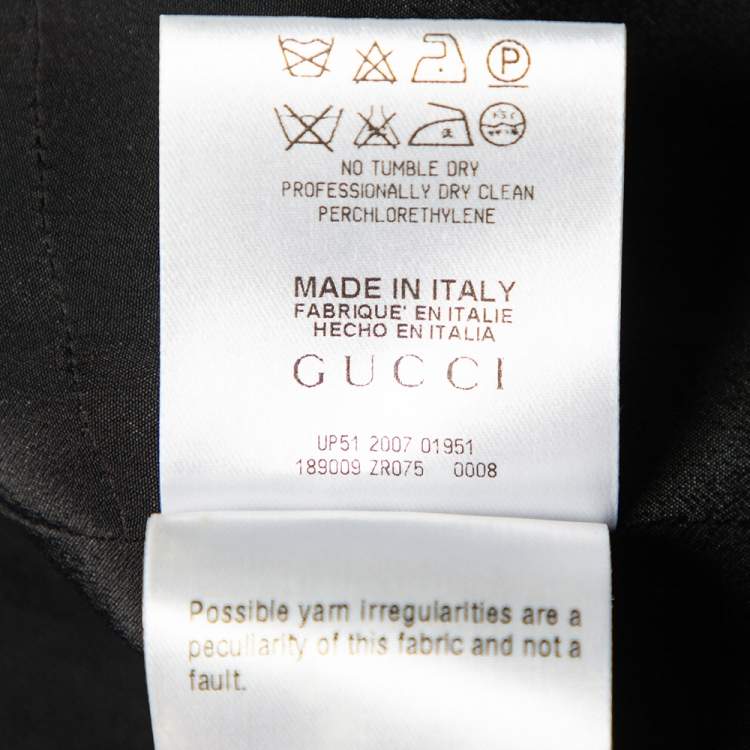 مملوكة مسبقًا Gucci Black Striped Wool & Linen V-Neck Belted Dress M