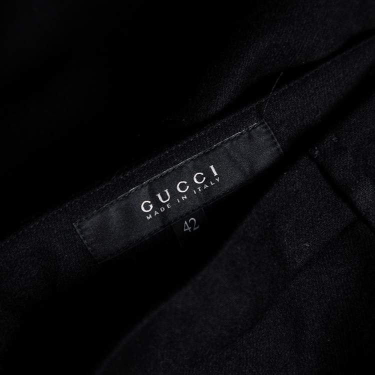 Pre Owned Gucci Black Wool & Leather Zipped Hem Detail Slim Fit Pants M