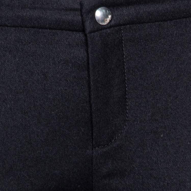 Pre Owned Gucci Black Wool & Leather Zipped Hem Detail Slim Fit Pants M