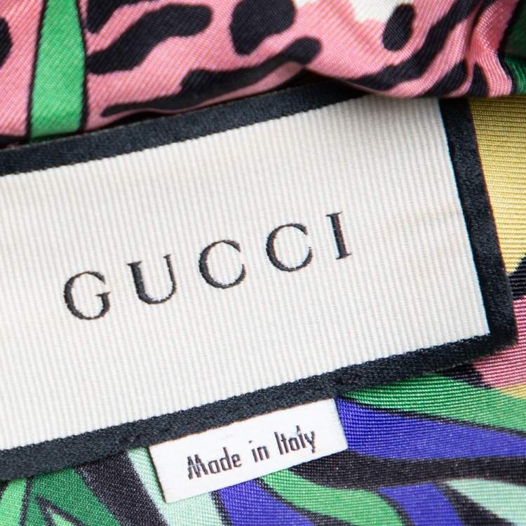 Pre Owned Gucci Multicolor Feline Garden Printed Silk Notch Collar Shirt M