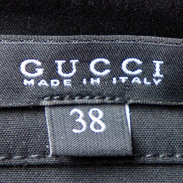 Pre Owned Gucci Black Cotton Belted Waist Detail Button Front Shirt S