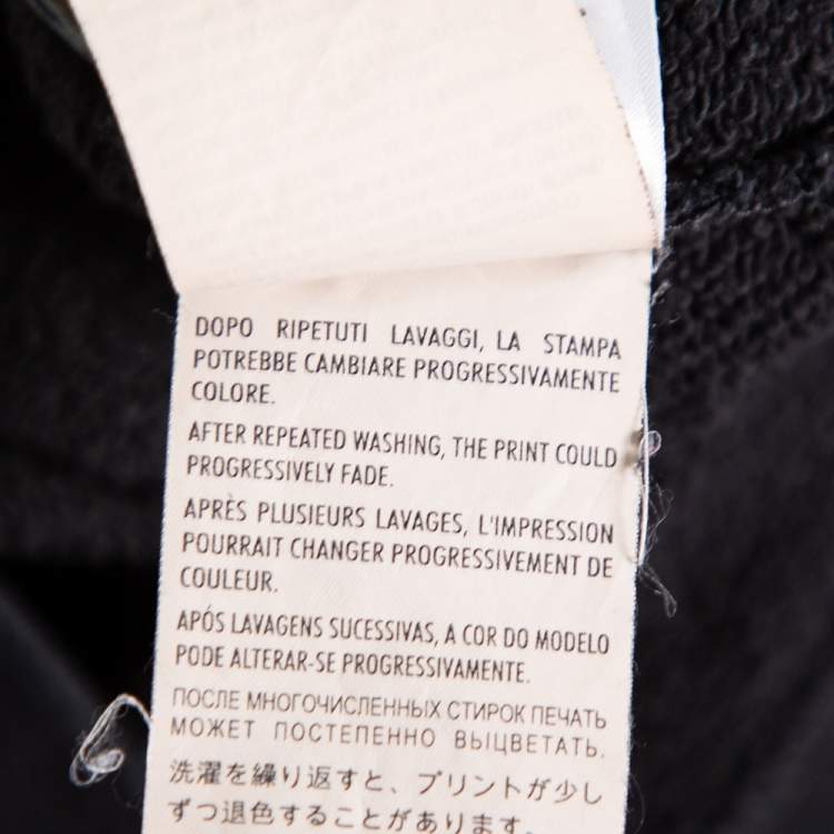 Pre Owned Gucci Black Distressed Cotton Logo Printed Long Sleeve Sweatshirt M
