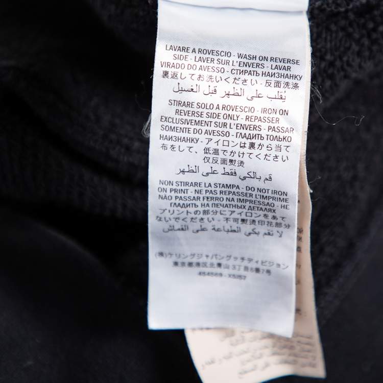 Pre Owned Gucci Black Distressed Cotton Logo Printed Long Sleeve Sweatshirt M