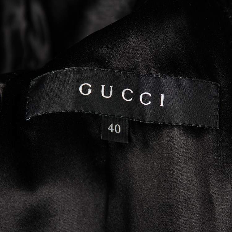 Pre Owned Gucci Black Jacquard Fur Collar Zip Front Jacket S