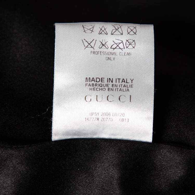 Pre Owned Gucci Black Jacquard Fur Collar Zip Front Jacket S