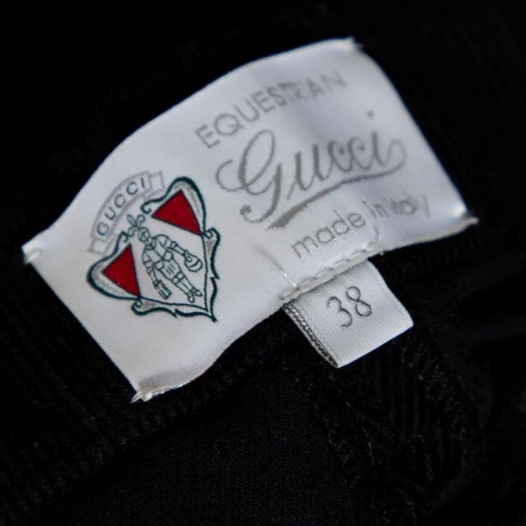 Pre Owned Gucci Black Corduroy & Suede Trim Tapered Leg Pants S