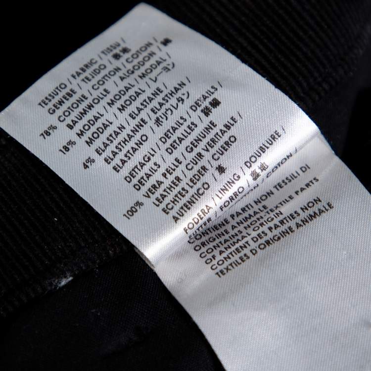 Pre Owned Gucci Black Corduroy & Suede Trim Tapered Leg Pants S