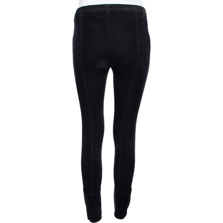 Pre Owned Gucci Black Corduroy & Suede Trim Tapered Leg Pants S