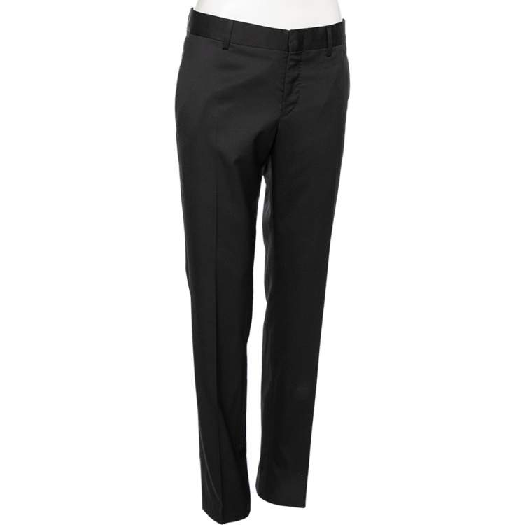 Pre Owned Gucci Black Wool Formal Pants L 