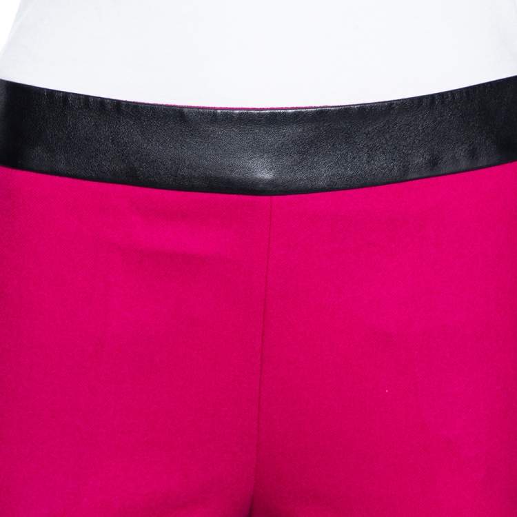 Pre Owned Gucci Pink Wool & Leather Trimmed Formal Pants S