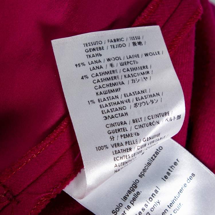 Pre Owned Gucci Pink Wool & Leather Trimmed Formal Pants S