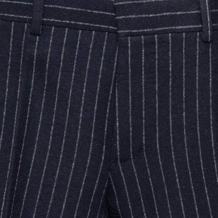 Pre Owned Gucci Navy Blue Striped Flannel Jersey Formal Pants L