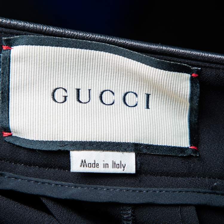 Pre Owned Gucci Black Crepe Horsebit Detailed Pleated Culottes L