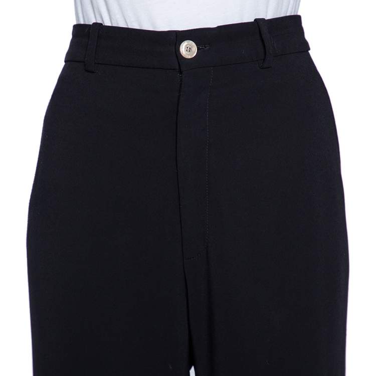 Pre Owned Gucci Black Crepe Web Stripe Trimmed Pants L