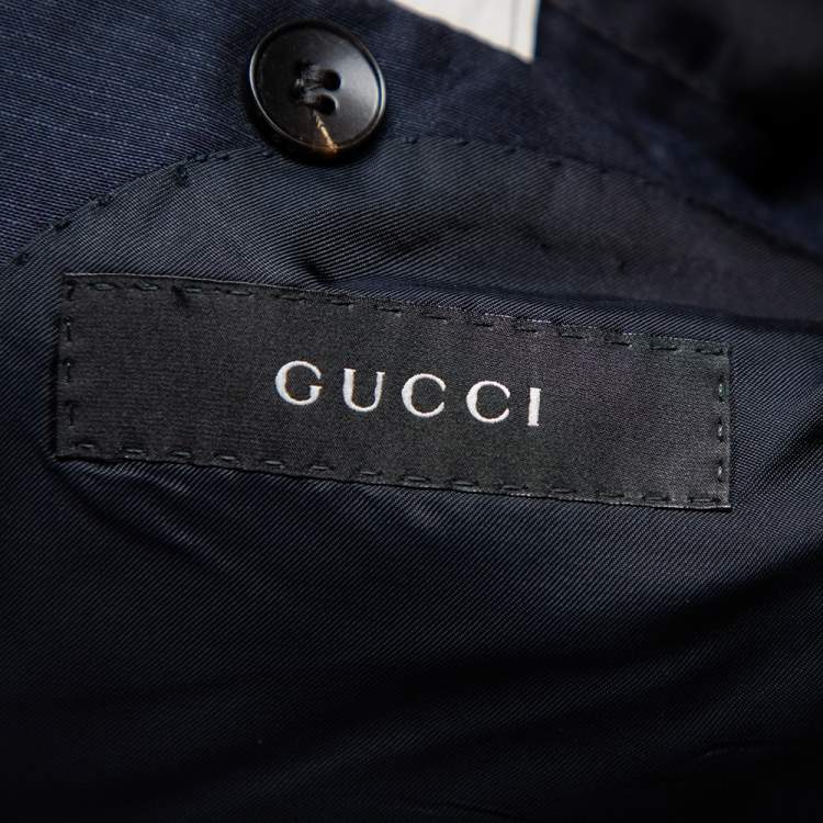 Pre Owned Gucci Navy Blue Linen & Silk Single Breasted Blazer XL 