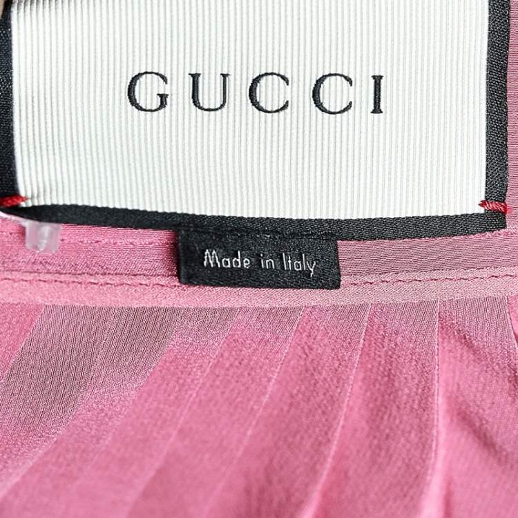 Pre Owned Gucci Pink Crepe De Chine Pleated Midi Skirt S
