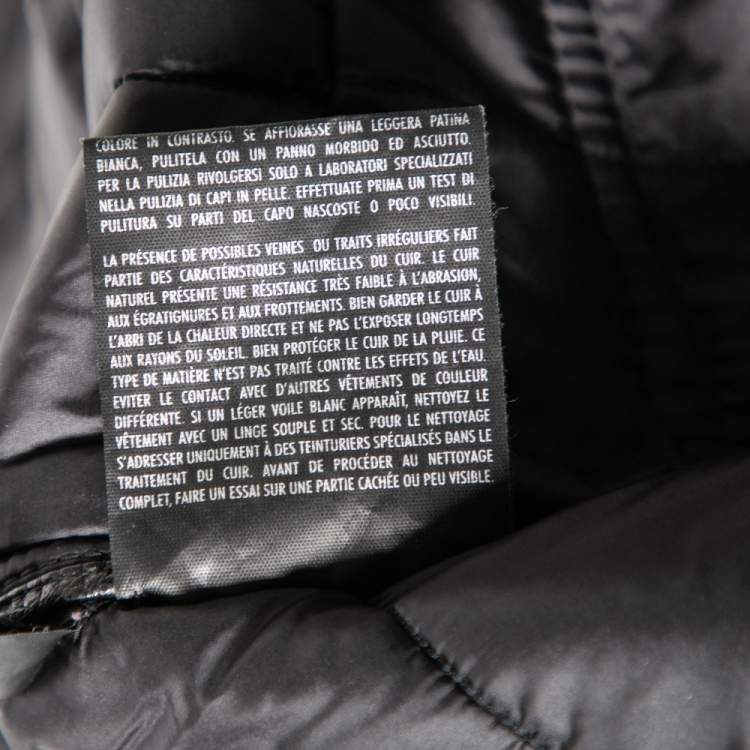 Pre Owned Gucci Black Leather & Wool Trimmed Bomber Jacket M