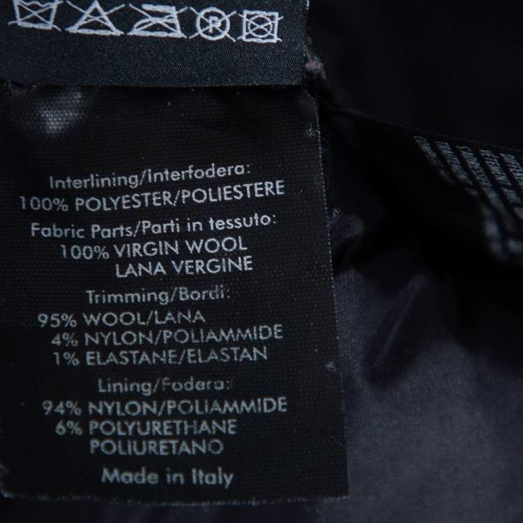 Pre Owned Gucci Black Leather & Wool Trimmed Bomber Jacket M