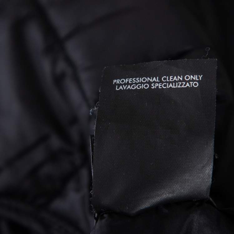 Pre Owned Gucci Black Leather & Wool Trimmed Bomber Jacket M