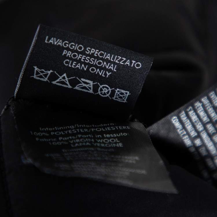 Pre Owned Gucci Black Leather & Wool Trimmed Bomber Jacket M