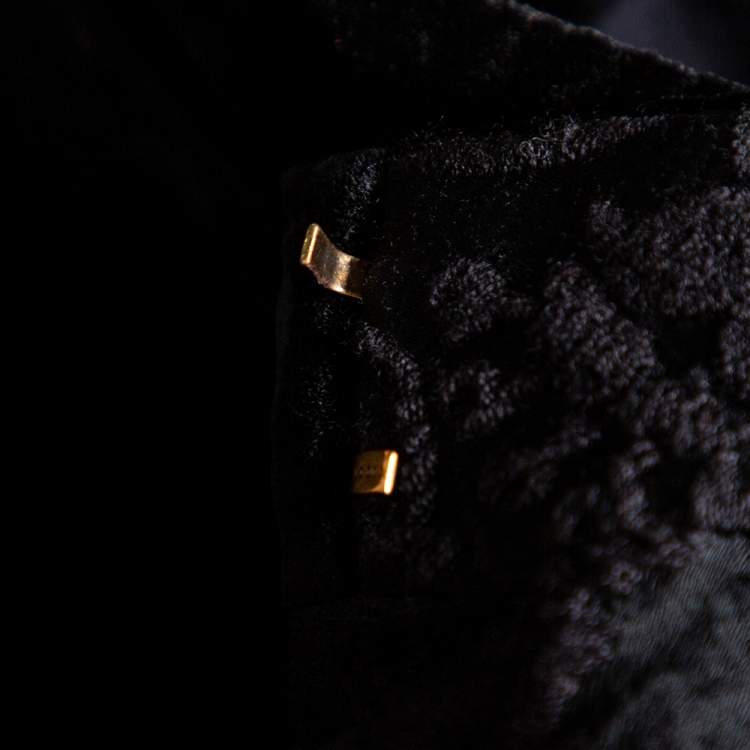 Pre Owned Gucci Black Jacquard Wool & Velvet Balloon Sleeve Button Front Jacket S