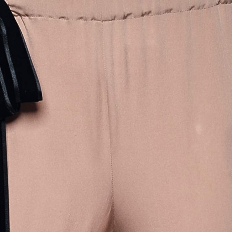 Pre Owned Gucci Beige Silk Elastic Waist Detail Pants S