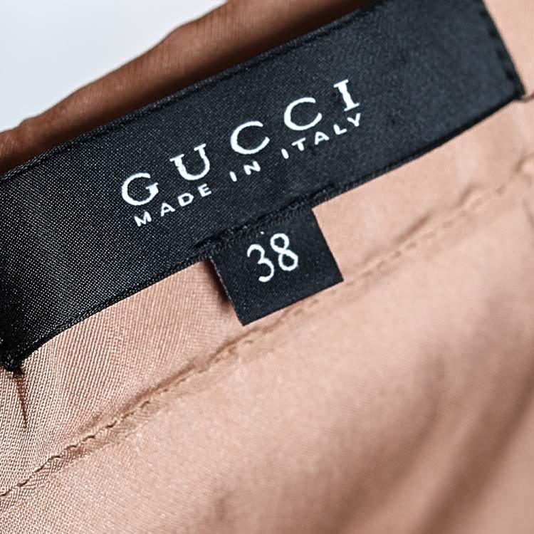 Pre Owned Gucci Beige Silk Elastic Waist Detail Pants S