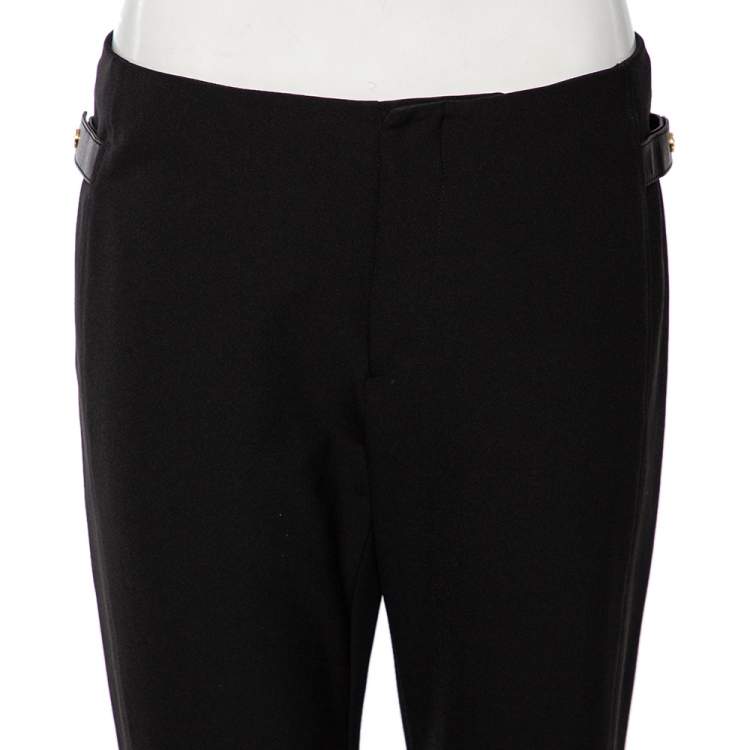 Pre Owned Gucci Black Jersey Buckle Zipped Hem Detail Pants M