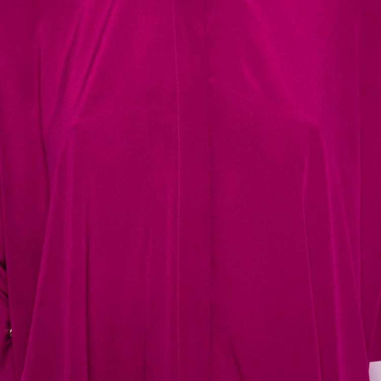 Pre Owned Gucci Magenta Silk Button Front Draped Oversized Blouse XS