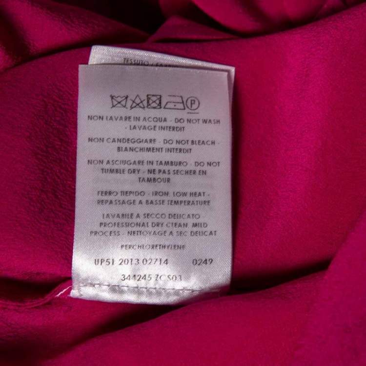 Pre Owned Gucci Magenta Silk Button Front Draped Oversized Blouse XS