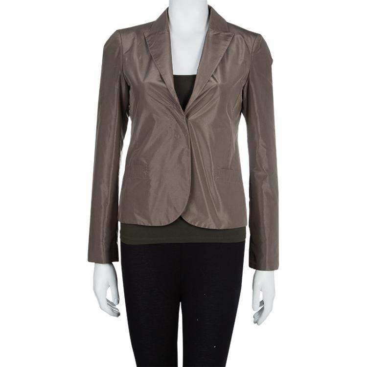 Pre Owned Gucci Brown Silk Blazer S