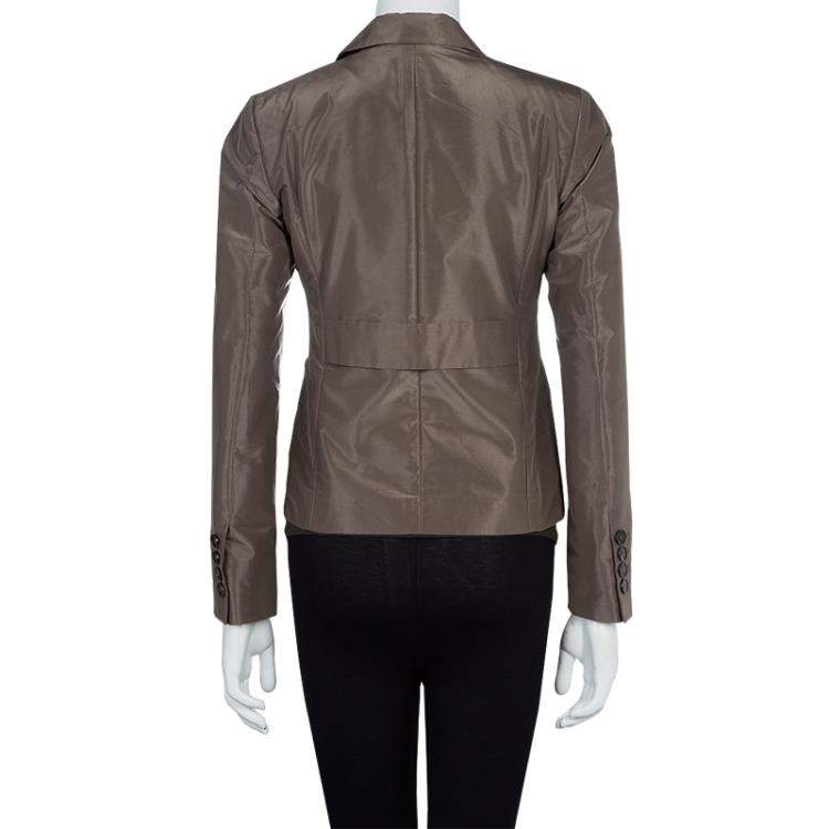 Pre Owned Gucci Brown Silk Blazer S
