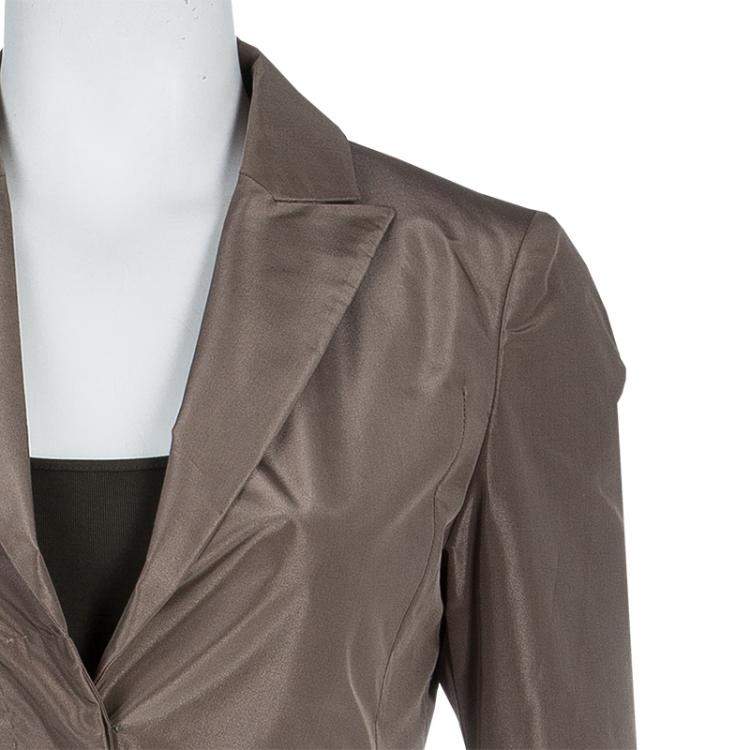 Pre Owned Gucci Brown Silk Blazer S