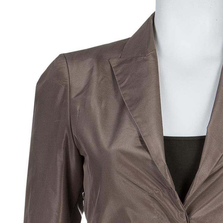 Pre Owned Gucci Brown Silk Blazer S