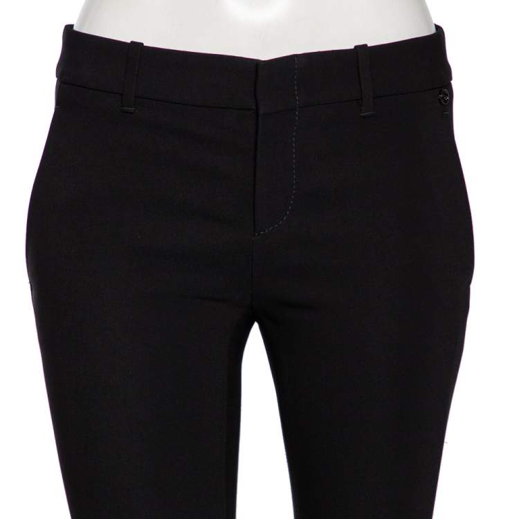 Pre Owned Gucci Black Crepe Zipped Hem Detailed Pants S