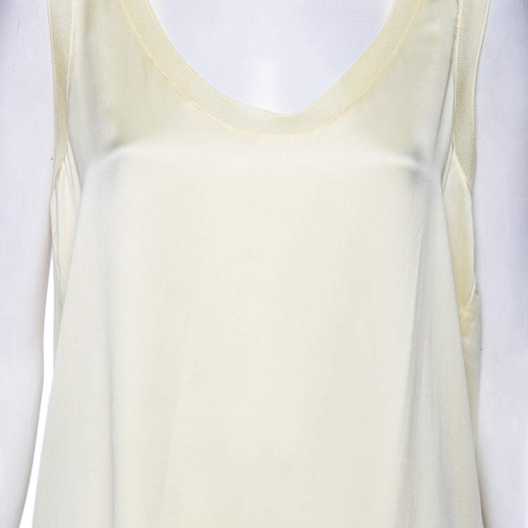 Pre Owned Gucci Yellow Silk Sleeveless Top M
