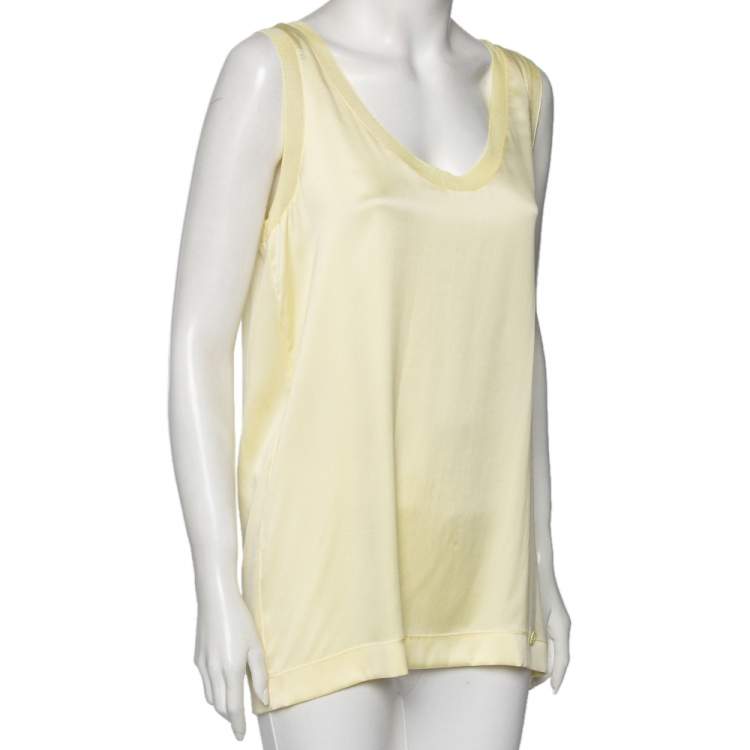 Pre Owned Gucci Yellow Silk Sleeveless Top M