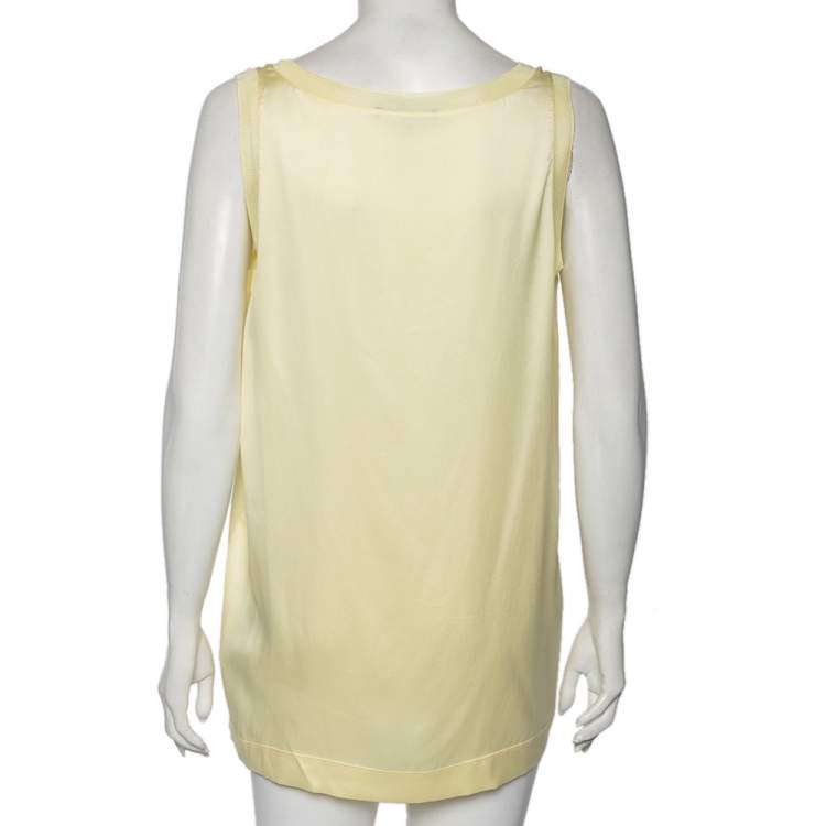 Pre Owned Gucci Yellow Silk Sleeveless Top M