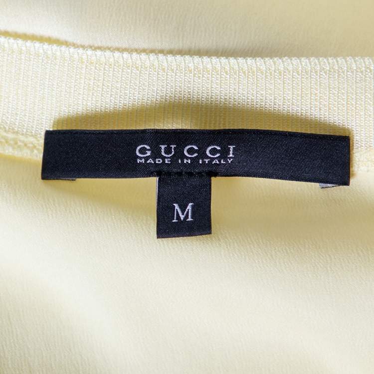 Pre Owned Gucci Yellow Silk Sleeveless Top M